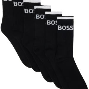 Six-Pack Black Ribbed Short Socks